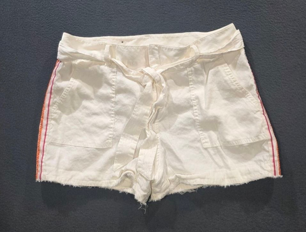 Trina Turk x INC White Shorts Side Orange cotton Sequins Women Size 10 A009960